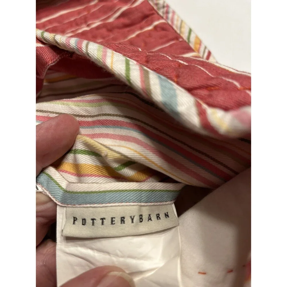 Pottery Barn Orange Red Green Striped Standard Sham